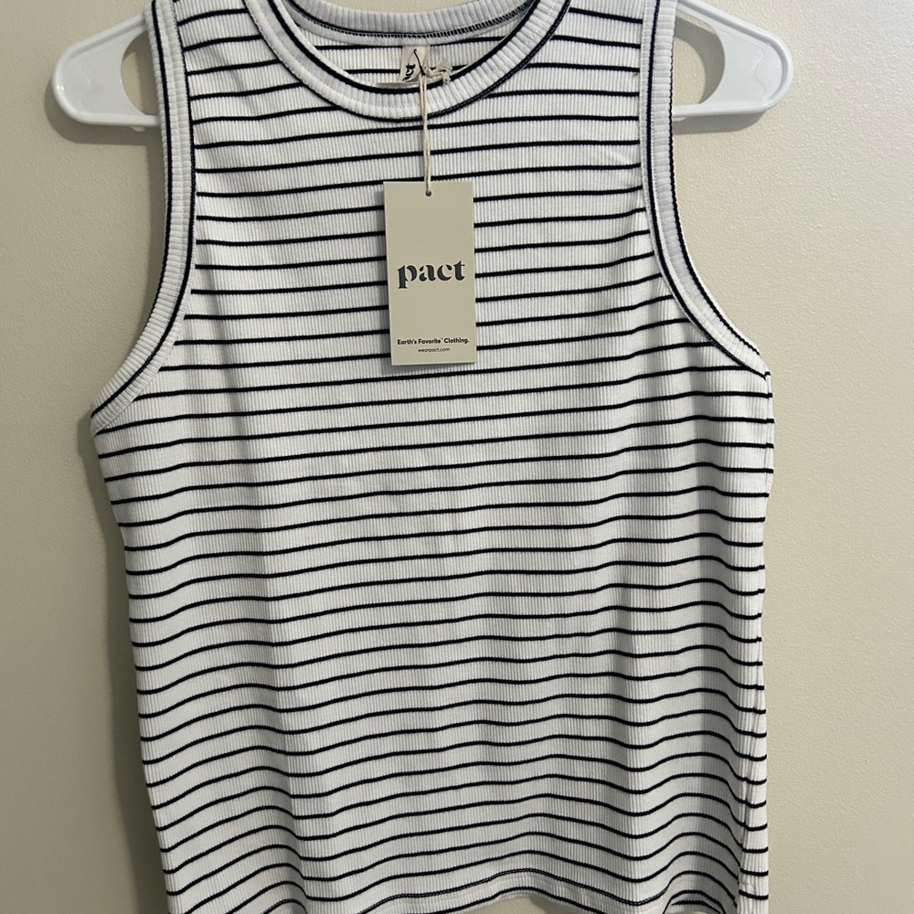 Pact Women's Chic Stripe Favorite Rib Racerback Tank L